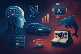 Top Tech News Today - April 25: A digital illustration presenting futuristic technology themes including artificial intelligence, space exploration, and modern gadgets on a sleek, sci-fi-inspired background.